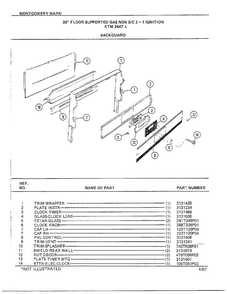 30"floor/backguard Diagram and Parts List for 2447A  Frigidaire Range
