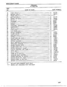 Freezer Page 4 Diagram and Parts List for 43017A-0  Frigidaire Freezer