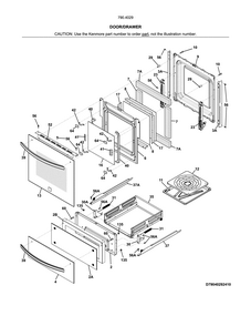 Door/drawer Diagram and Parts List for 79040292411  Kenmore Wall Oven