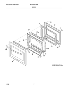 Door Diagram and Parts List for FCWD3027AWB  Frigidaire Wall Oven