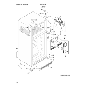 Cabinet Diagram and Parts List for FRTD2021AW0  Frigidaire Refrigerator