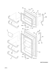 Doors Diagram and Parts List for FPTR18D3RS1  Frigidaire Refrigerator