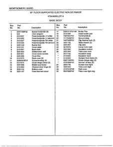30" Range/basic Body Page 2 Diagram and Parts List for 4530A  Frigidaire Range