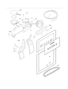 Ice & Water Dispenser Diagram and Parts List for FFHS2322MB2  Frigidaire Refrigerator