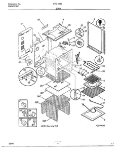 Body Diagram and Parts List for 4893-80B  Frigidaire Range