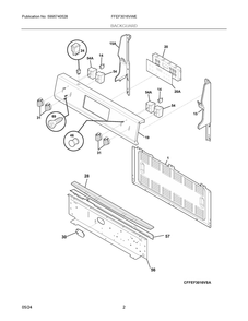 Backguard Diagram and Parts List for FFEF3016VWE  Frigidaire Range