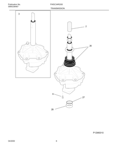 Transmission Diagram and Parts List for FWSC34RGS0  Frigidaire Washer