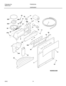 Dispenser Diagram and Parts List for FRSR25V5AQ1  Frigidaire Refrigerator