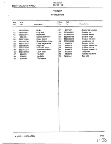Freezer Page 4 Diagram and Parts List for 46259-0B  Frigidaire Freezer