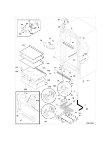 Cabinet Diagram and Parts List for FKCH17F7HWF  Frigidaire Refrigerator