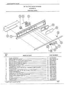 Control Panel Diagram and Parts List for 4427A  Frigidaire Range