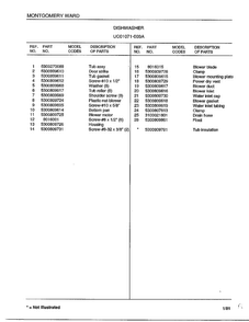 Dishwasher Page 6 Diagram and Parts List for 1071-003A  Frigidaire Dishwasher