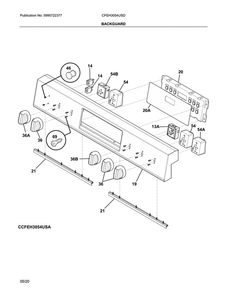 Backguard Diagram and Parts List for CFEH3054USD  Frigidaire Range