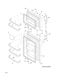 Doors Diagram and Parts List for FFTR21D2PW3  Frigidaire Refrigerator