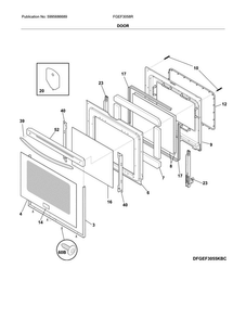 Door Diagram and Parts List for FGEF3058RWB  Frigidaire Range