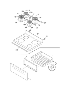 Top/drawer Diagram and Parts List for WWEF3005XWC  Westinghouse Range