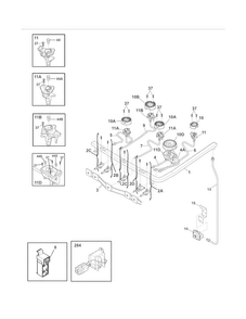 Burner Diagram and Parts List for EW30DF65GSN  Electrolux Range