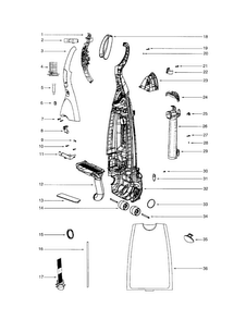 Body/front Cover/rear Axle Diagram and Parts List for EL5010A  Electrolux Upright Vacuum