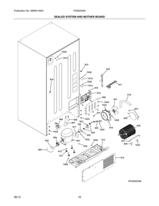 Sealed System And Mother Board Diagram and Parts List for FG2I2334NE  Frigidaire Refrigerator