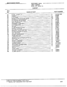 Cabinet Page 2 Diagram and Parts List for 80656-7A  Frigidaire Freezer