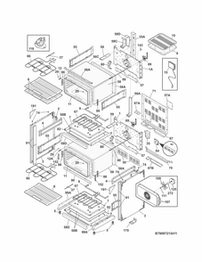 Body Diagram and Parts List for 79097213411  Kenmore Range