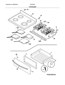 Top/Drawer Diagram and Parts List for CGIF3036TDA  Frigidaire Range
