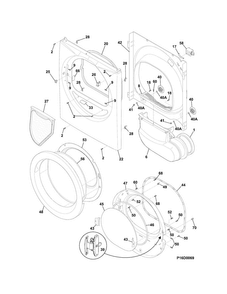 Front Panel/lint Filter Diagram and Parts List for FFQE5000QW0  Frigidaire Dryer
