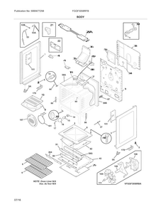 Body Diagram and Parts List for FGGF3058RFB  Frigidaire Range
