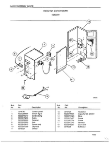 Room Air Conditioner Page 3 Diagram and Parts List for 5243000  Frigidaire Air Conditioner