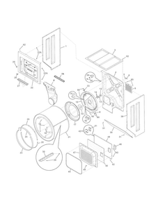 Upper Cabinet/drum/heater Diagram and Parts List for CFLE2022MW0  Frigidaire Washer Dryer Combo