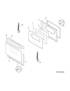Door Diagram and Parts List for FFEF3009PWD  Frigidaire Range