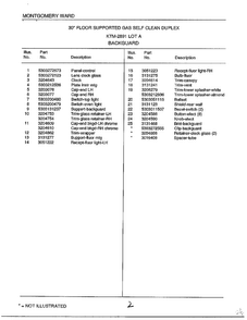 Backguard Page 2 Diagram and Parts List for 2891  Frigidaire Range