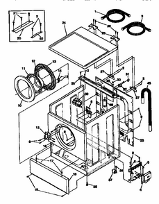 Cabinet, Door And Top Diagram and Parts List for FWT445GC  Frigidaire Washer