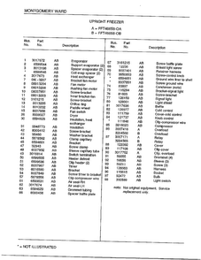 Upright Freezer Page 4 Diagram and Parts List for 46658A  Frigidaire Freezer