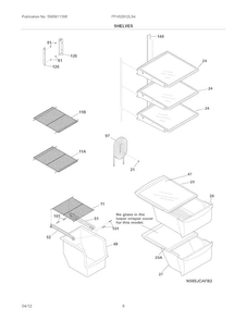 Shelves Diagram and Parts List for FFHS2612LS4  Frigidaire Refrigerator