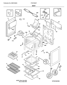 Body Diagram and Parts List for FFGF3054TWF  Frigidaire Range