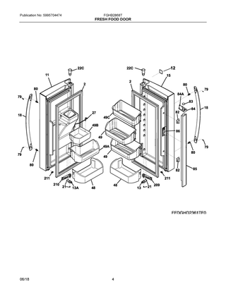 Fresh Food Door Diagram and Parts List for FGHB2868TD2  Frigidaire Refrigerator