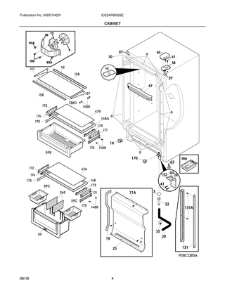 Cabinet Diagram and Parts List for EI32AR80QSE  Frigidaire Refrigerator