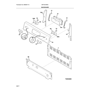 Backguard Diagram and Parts List for MFF3015RWC  Frigidaire Range