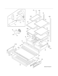 Shelves Diagram and Parts List for 25370342412  Kenmore Refrigerator