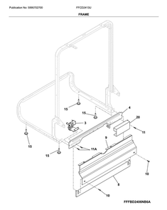 Frame Diagram and Parts List for FFCD2413UW0A  Frigidaire Dishwasher