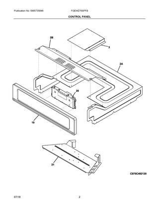 Control Panel Diagram and Parts List for FGEW276SPFB  Frigidaire Wall Oven