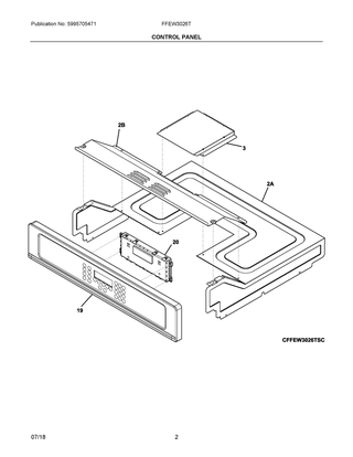 Control Panel Diagram and Parts List for FFEW3026TDC  Frigidaire Wall Oven