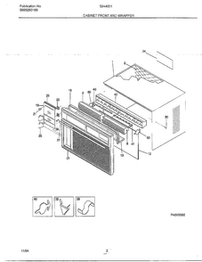 Cabinet Front And Wrapper Diagram and Parts List for 5244001A  Frigidaire Air Conditioner