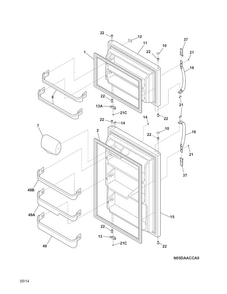 Doors Diagram and Parts List for FRT18L4JBM  Frigidaire Refrigerator
