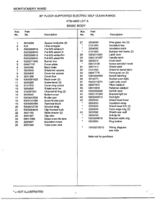 Basic Body Page 2 Diagram and Parts List for 4853A  Frigidaire Range