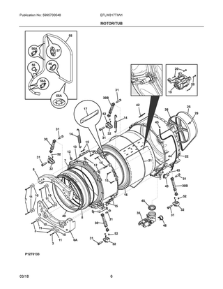Motor/tub Diagram and Parts List for EFLW317TIW1  Frigidaire Washer