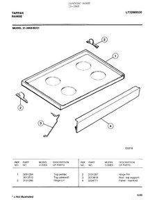 Electric Range Page 7 Diagram and Parts List for 31-3969  Tappan Range