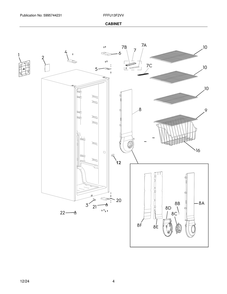 Cabinet Diagram and Parts List for FFFU13F2VV  Frigidaire Freezer