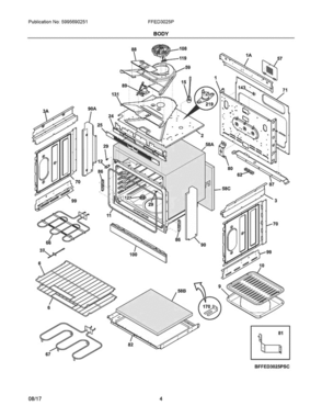 03 - Body Diagram and Parts List for FFED3025PBG  Frigidaire Range